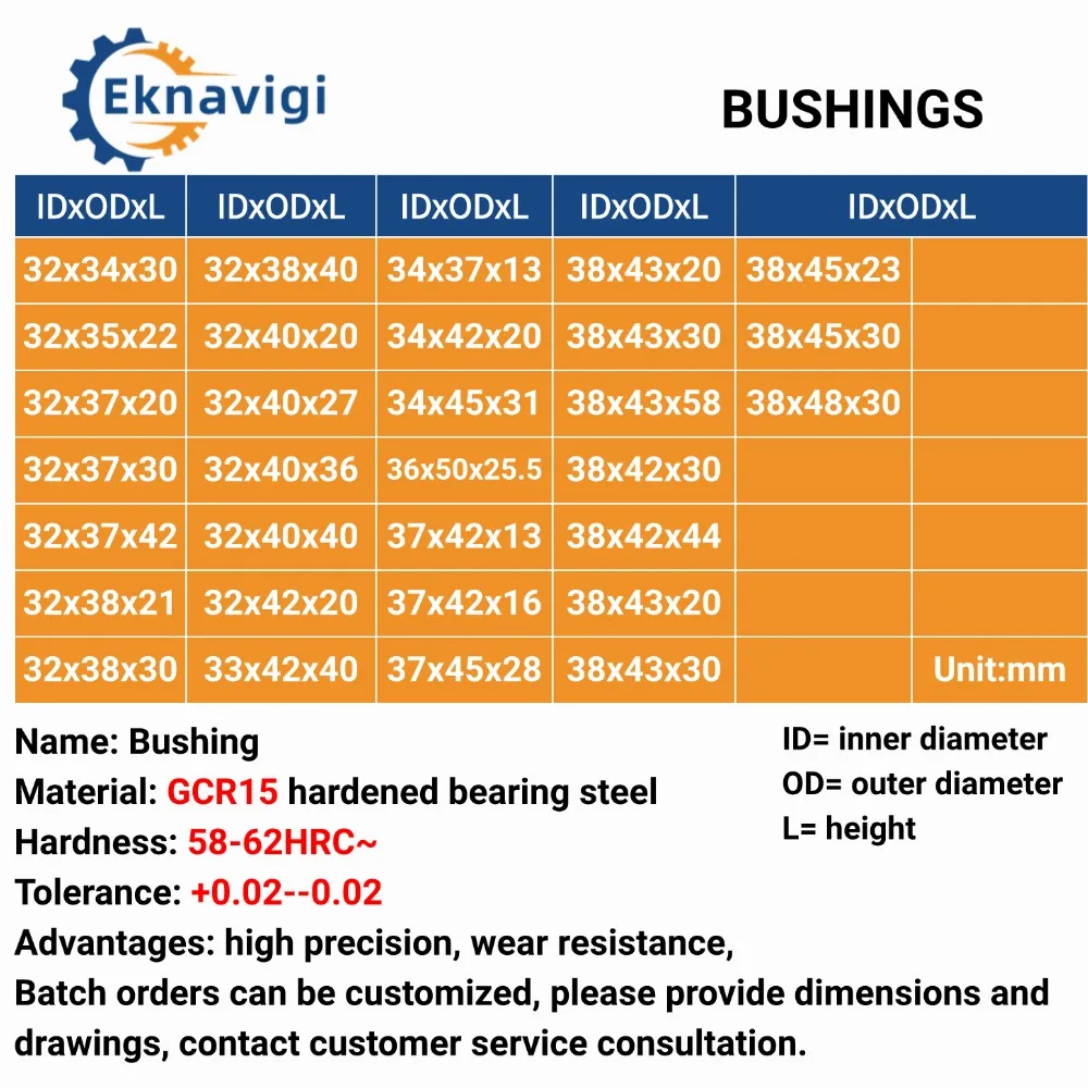 1PCS Inner Diameter 32 33 34 36 MM Wear-resistant Steel Sleeve GCR15 Bearing Steel Drill Sleeve Machinery Multi Purpose Bushing