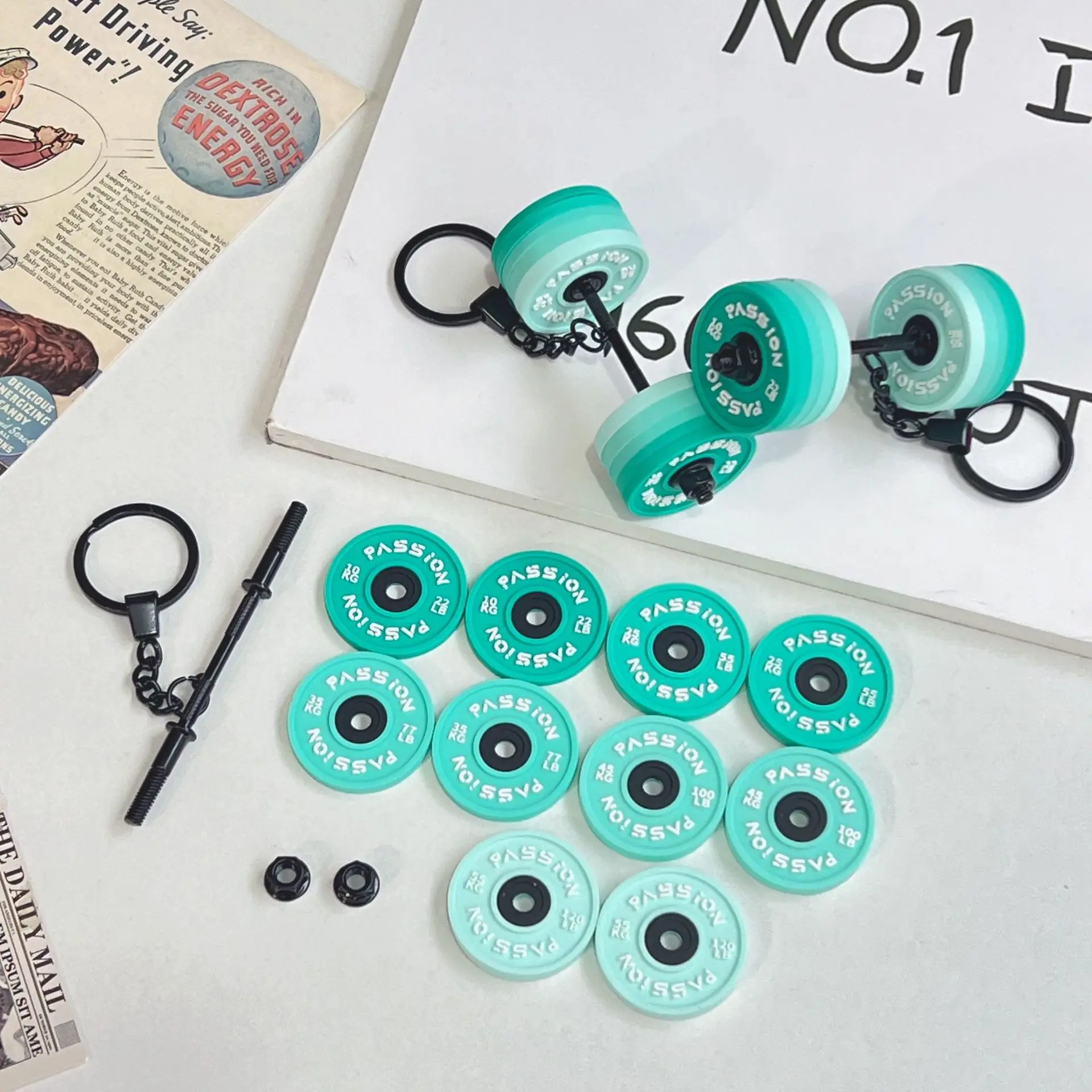 New Mini Soft Rubber Detachable Barbell Key Chain Fitness Accessories High Beauty Accessories Gift Pendants Keychains