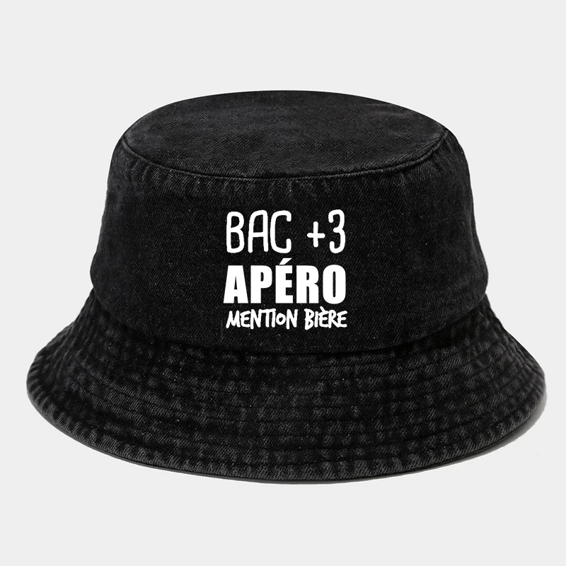 

Джинсовая шляпа-ведро BAC 3+ APÉRO Mention Bière Унисекс для взрослых Ежедневные рыбацкие кепки для женщин и мужчин Спорт на открытом воздухе Bob Homme Femme Panama