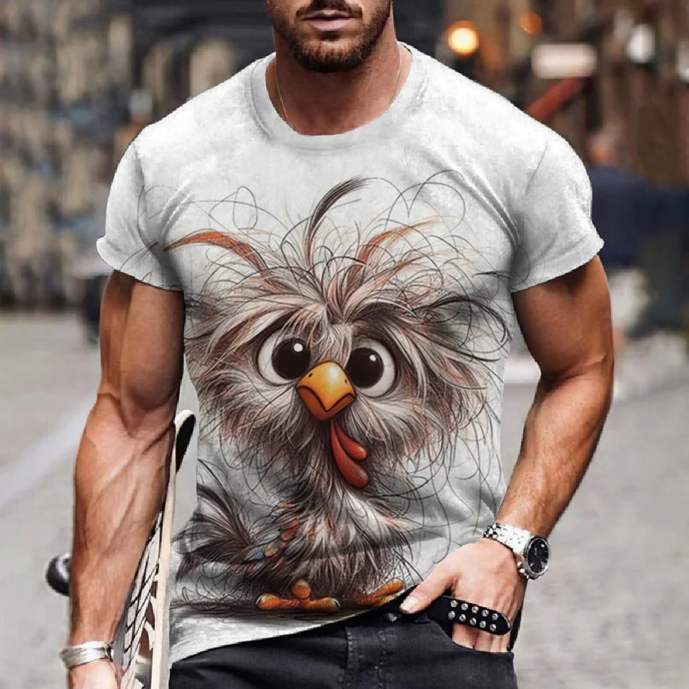 Summer Men's T Shirt 3d Print Funny Animal Street Casual Short Sleeve Cartoon T-Shirts Fashion Streetwear Male Men's Clothing