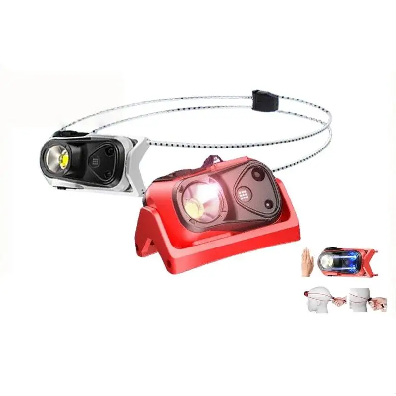 Motion Sensor LED Headlamp Ultralight Mini Rechargeable Head Light for Fishing Camping Hiking Adventure Trips