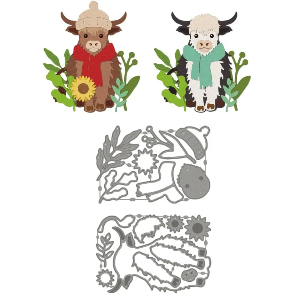 

Корова Цветы Трава Углеродистая Сталь Вырубные Штампы Трафареты Тварина Тема Тиснение Высечки Инструмент для DIY Изготовления Листівок Скрапбукинг