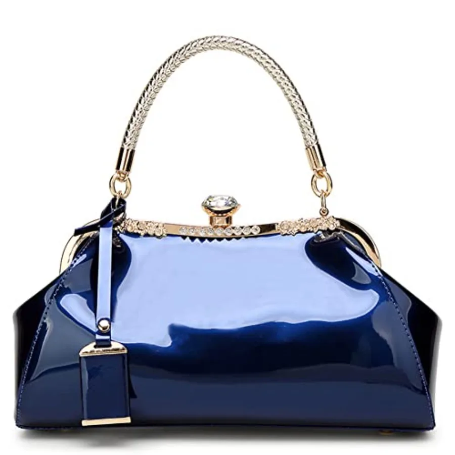 

Glossy Patent Leather Handbag for Women Top Handle Tote Bag Evening Shoulder Bag Wedding Satchel Retro Purse