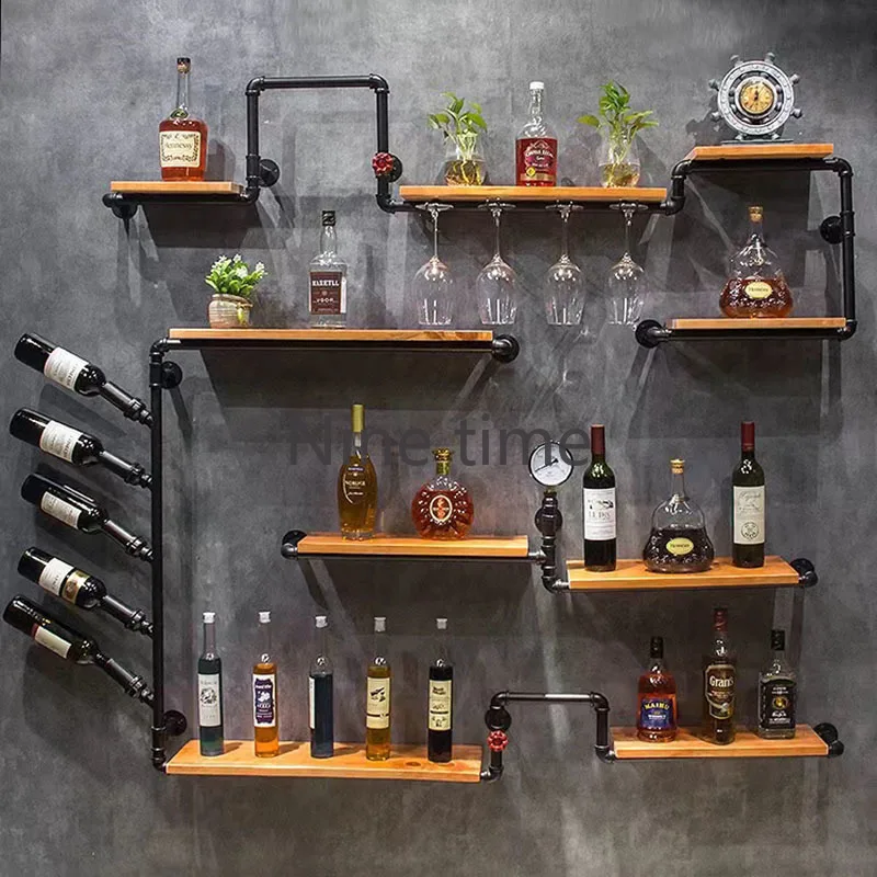 Whiskey Showcase Wall Bar Cabinet Outdoor Antique Drinks Hanging Shelves Metal Storage Wine Rack Room Liquor Portable Furniture