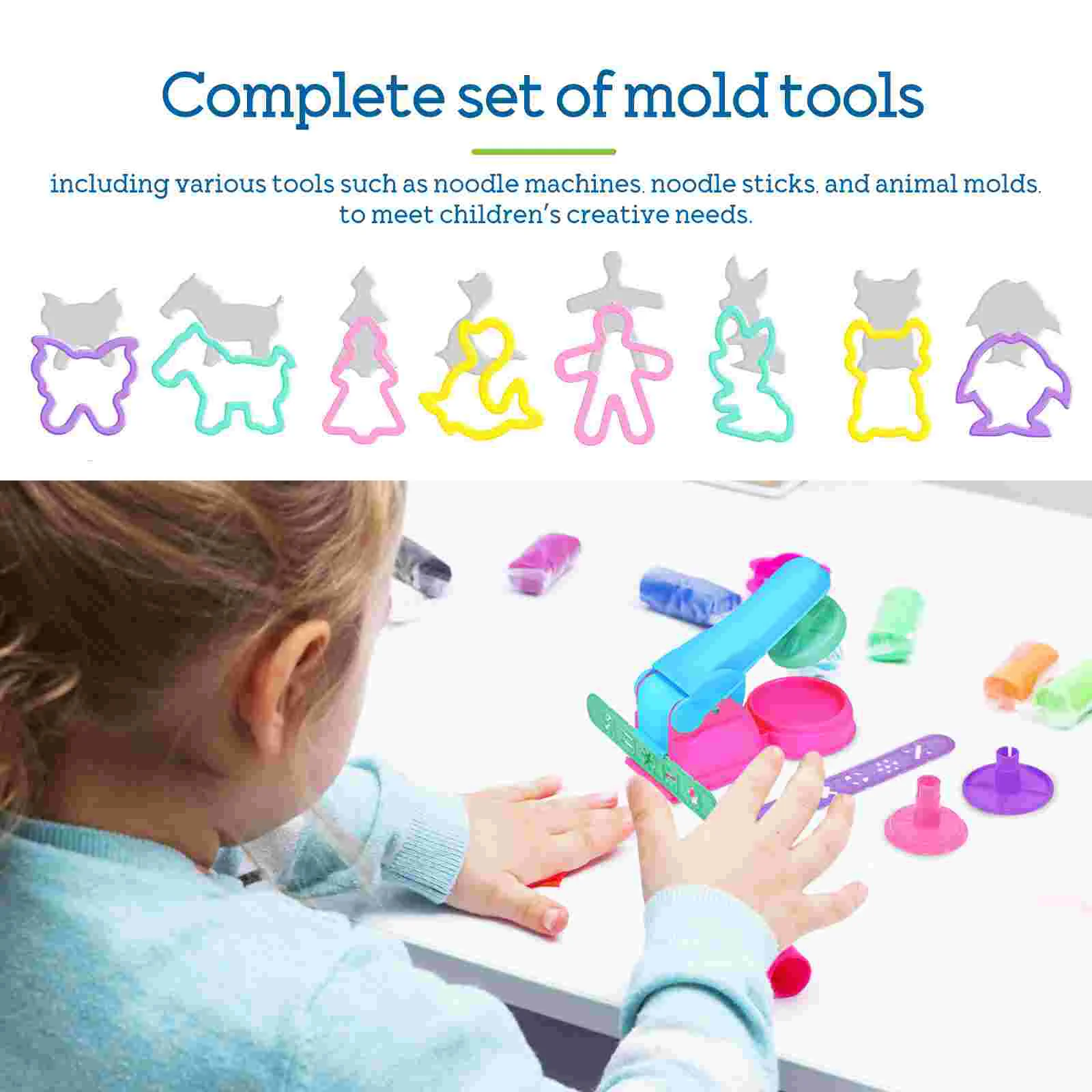 22 Pcs Children's Colored Mud Noodle Machine Pieces Set Animal Toys Tool Molds for Kids Press Molder Tools Miss