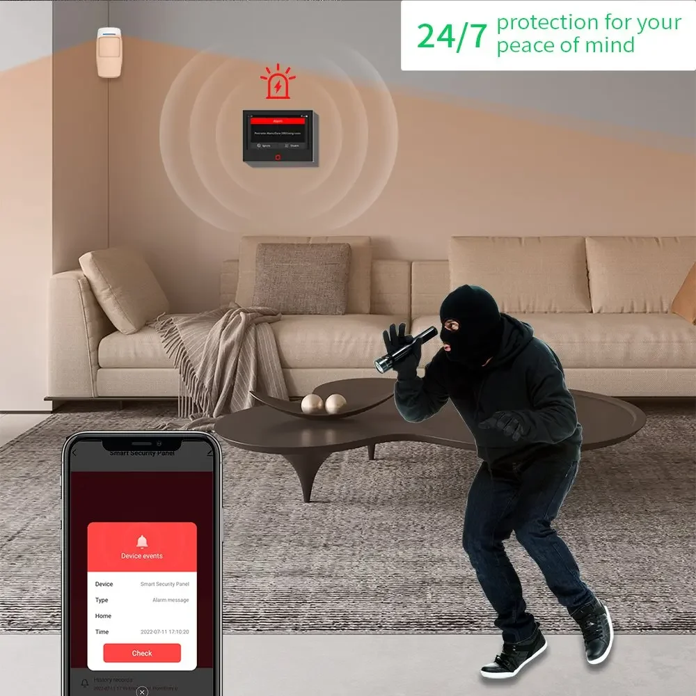 Imagem -03 - sem Fio Smart Home Security Protection Alarm System Assaltante Motion Detector Fire Smoke Detector 4g Wi-fi Host 433mhz Acessório