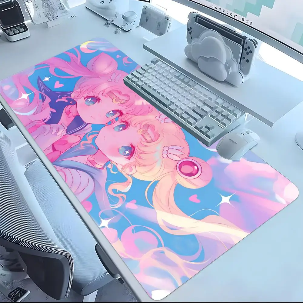 

Cartoon S-Sailor M-moon-S Cute Mouse Pad Mousepad Laptop Office Deskmat Large Black Gamer Non-slip Keyboard Rubber Mause Pad