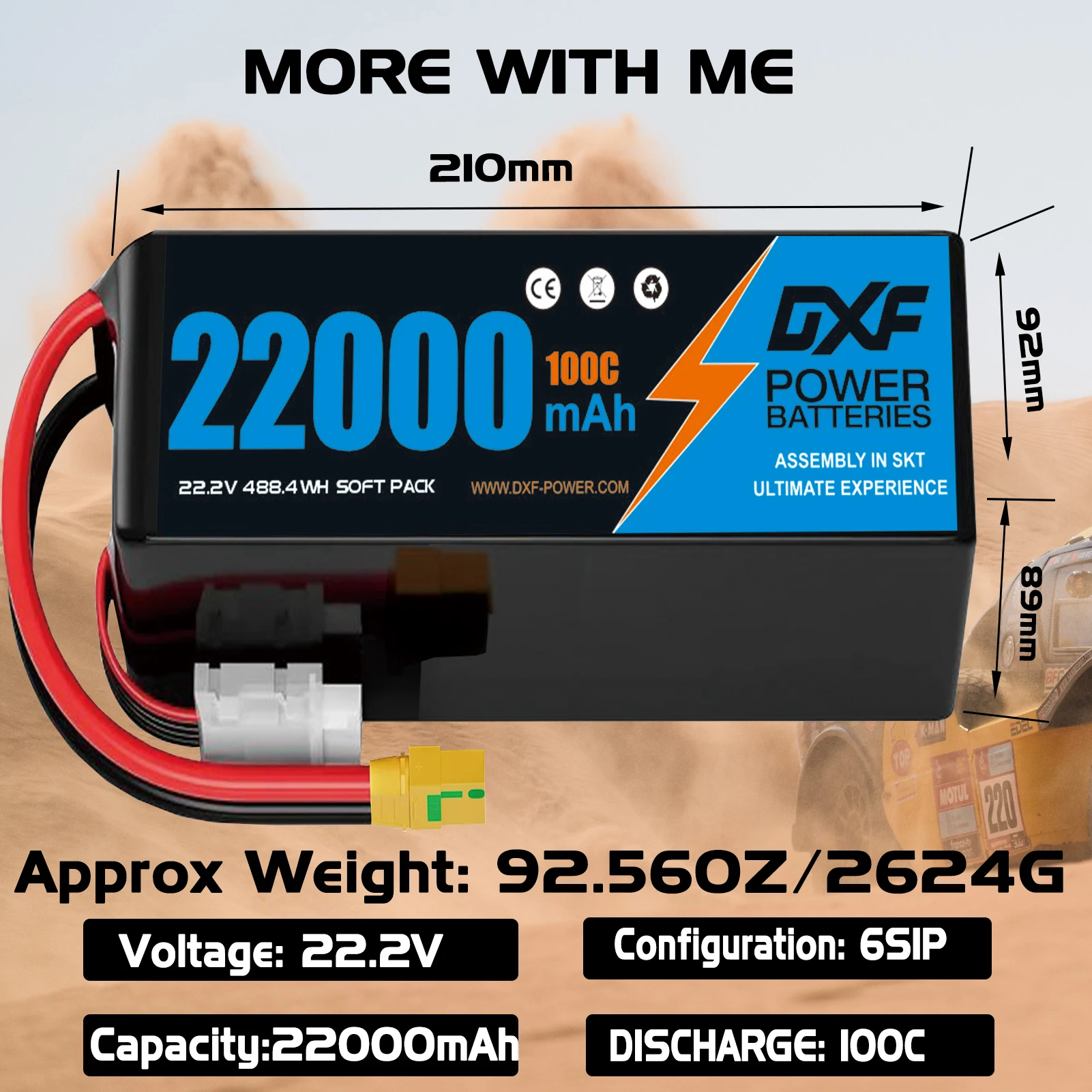 DXF 6S 22.2V 22000mAh يبو بطارية 4S 6500mAh 9200mAh مع XT90 EC5 ل RC هليكوبتر بدون طيار الطائرات بدون طيار FPV قارب خزان شاحنة سيارة