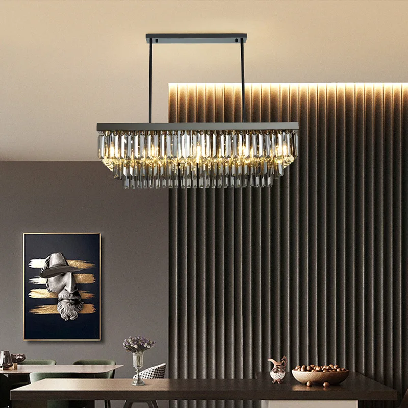 Modern Crystal Chandelier For Dining Room Home Decor Cristal Lamp Large Luxury Kitchen Island Led Hanging Light Fixture