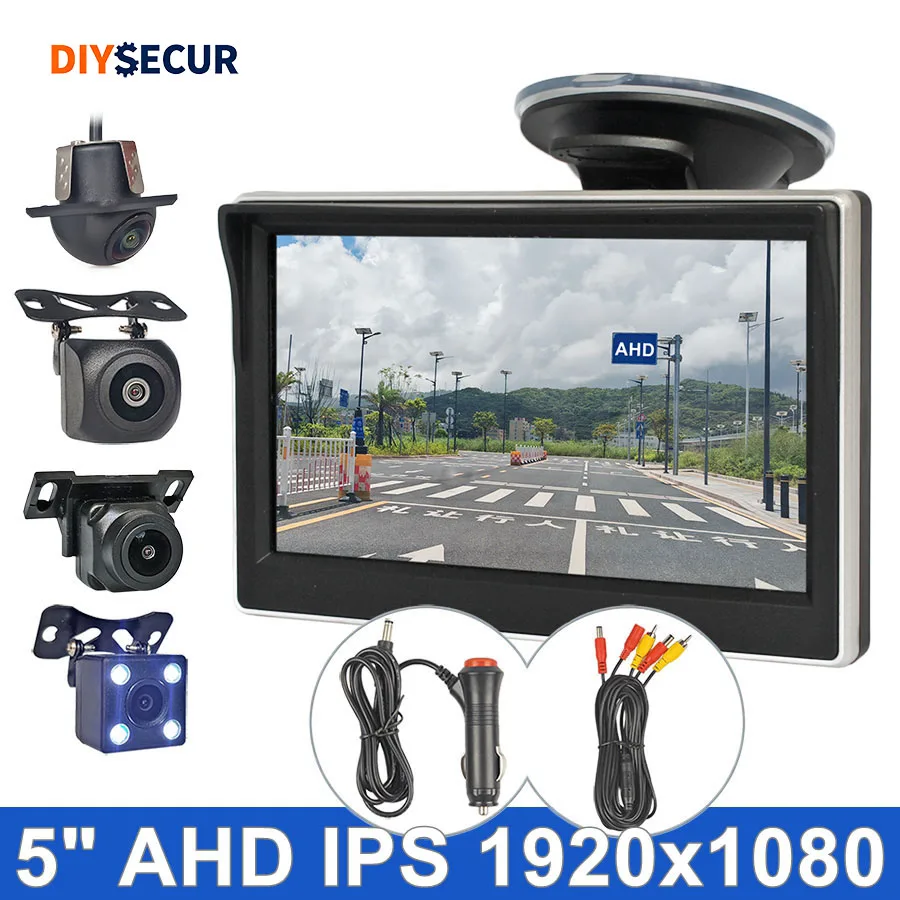 

DIYSECUR 5inch AHD IPS Monitor 1080P Night Vision Car Rear View Camera 170° Reverse Camera Night Vision IP 68 Waterproof