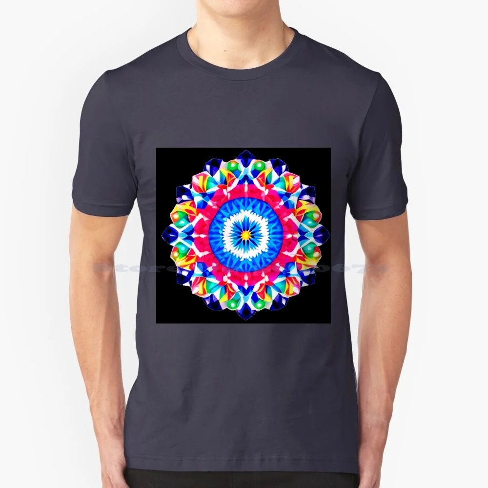 Mandala Art And Colorful Design 5 T Shirt 100% Cotton Tee Mandala Pets Nature Animals Trends Personal Style Urban Fashion