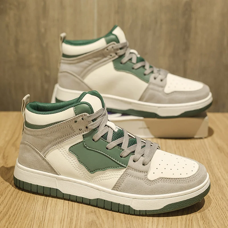 

High-Top Men's Shoes Winter 2025 New Style High-End Trendy Brand Versatile Leather Boots Youth Thick-Soled Sports Casual Sneaker