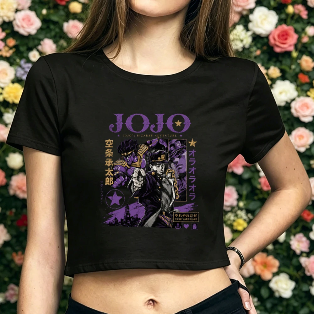 Jojo crop top ladies emo cheap japanese top tees y2k baddie gothic goth