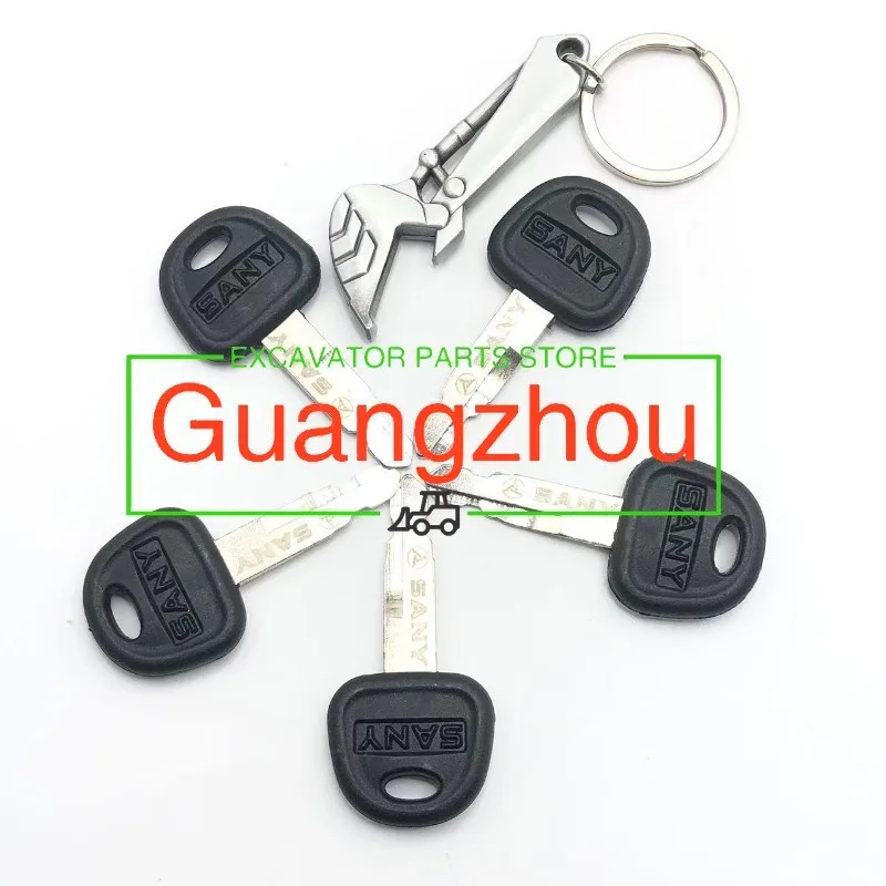 For Sany Excavator Parts Sy 65 75-9 135-8 Excavator Original Key Ignition Keys with Keychain Parts High Quality