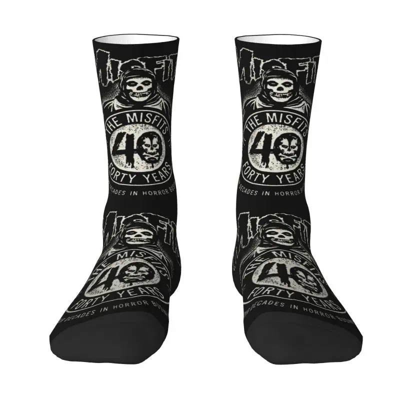 Custom Rock Punk Band Misfits Skull Face Dress Socks Men Women Warm Fashion Heavy Metal Crew Socks