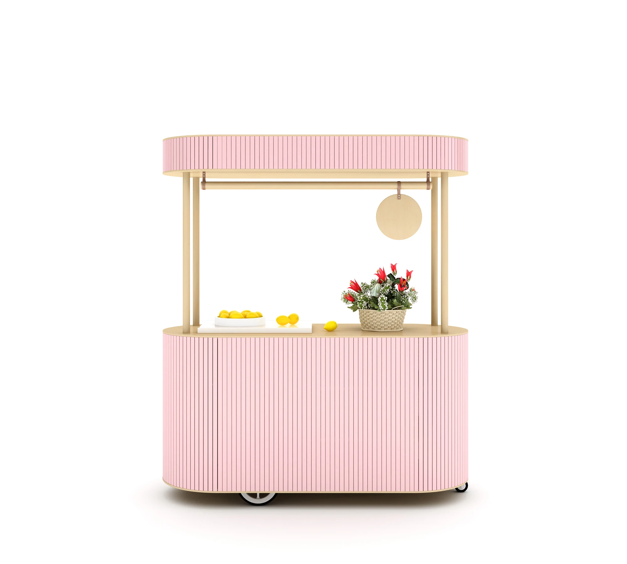 Pink Small Portable Movable Bar High Quality Bar Counter Top Bar I Shape Square Outdoor Restaurant Club Counter Table Design