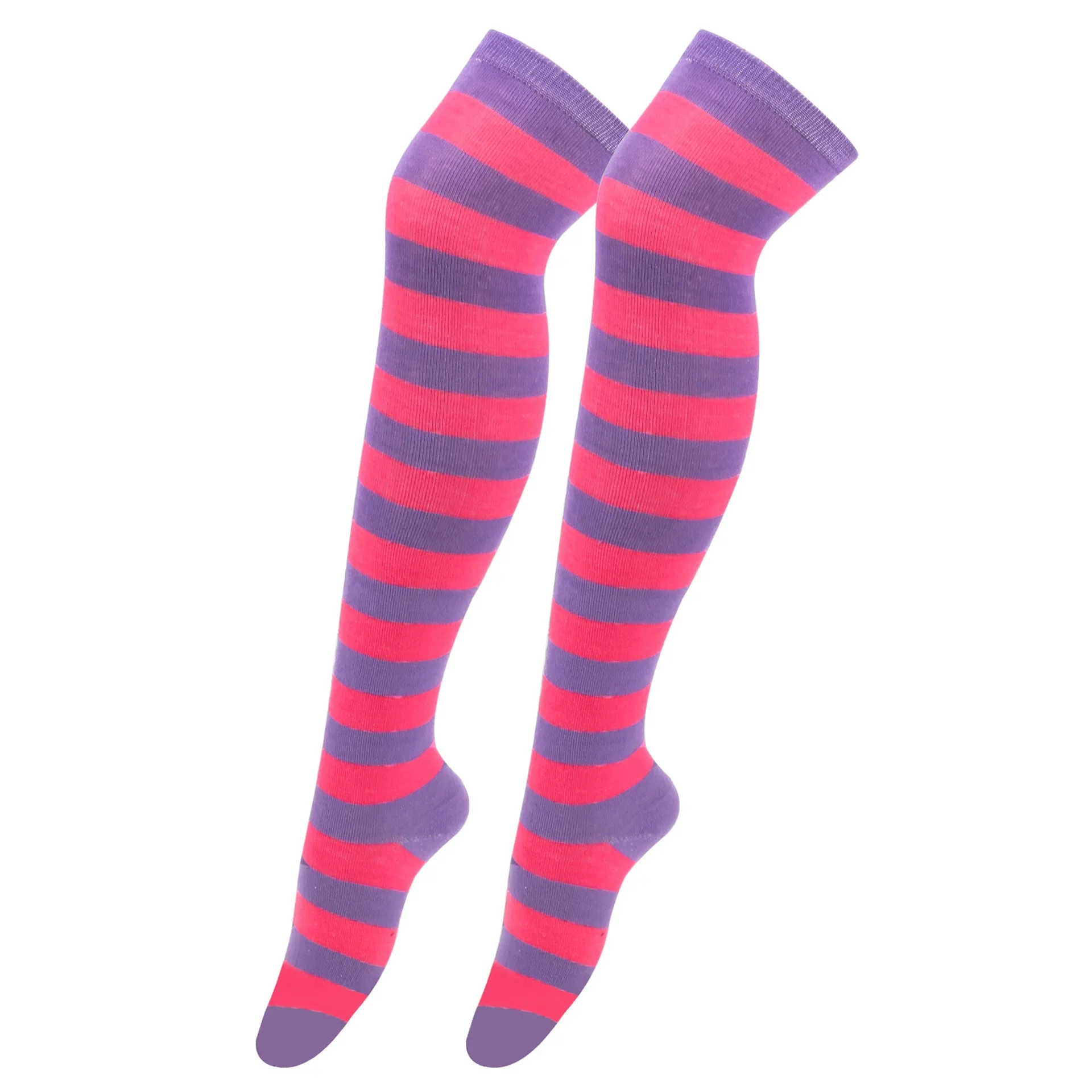 Overknee-Strümpfe für Damen, gestreift, für Damen und Mädchen, schwarz, weiß, rosa, lange Socken über dem Knie, Femboy Cosplay, Lolita, Harajuku, Y2k