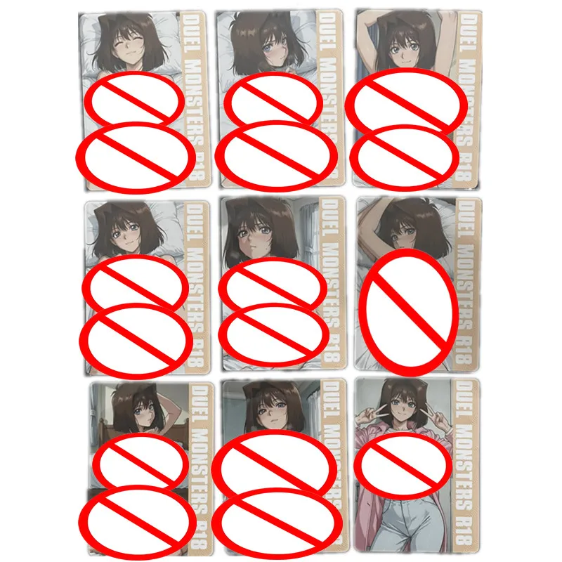 

9pcs/set Sexy Cards Battle Game Anime Yu-Gi-Oh Mazaki Anzu Adult Goddess ACG Nude Card 18+ Gift Otaku Toy Comic Collection Card