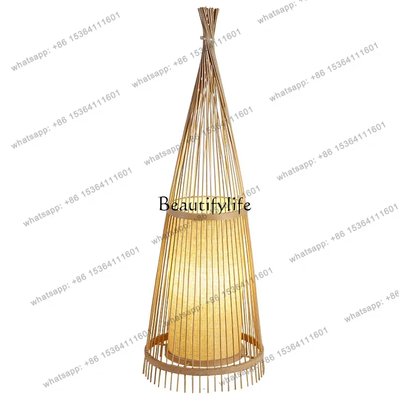Factory DirectJapanese Style Bamboo Artwork Floor Ornaments New Chinese Style Zen Decoration