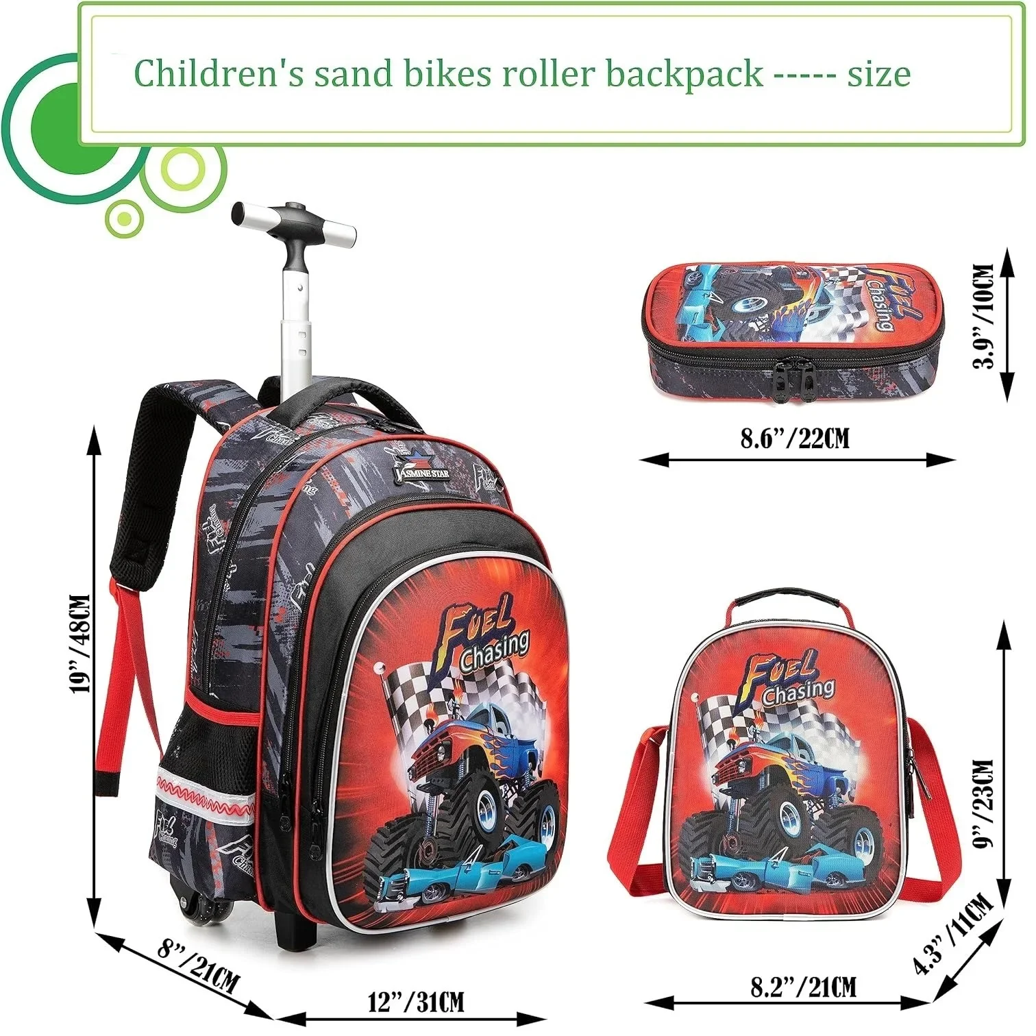 Kids Rolling Backpack for Boys Suitcases Trolley Backpacks with Wheels Roller Luggage Bag on Wheels Elementary Boys School Bag