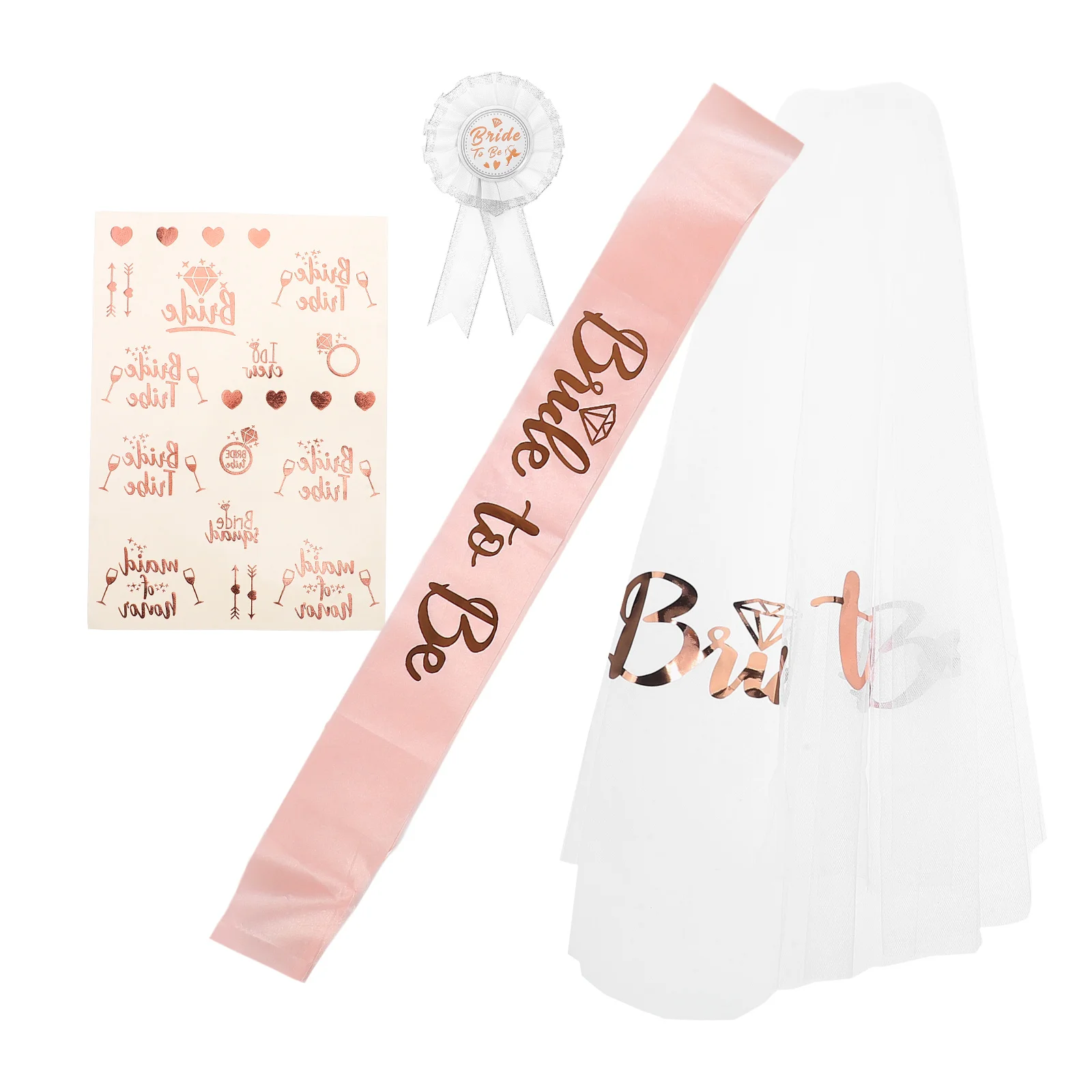 

Bachelor Party Kit Sticker Bachelorette Accessories Veil and Sash Bride Stickers