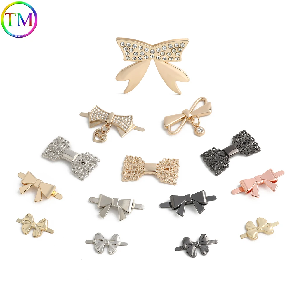 Metal Label Tag Bow-knot Buckle For Handbag Purse Shoes Jewelry Bag Button Decorative Luggage DIY Crafts Accessories
