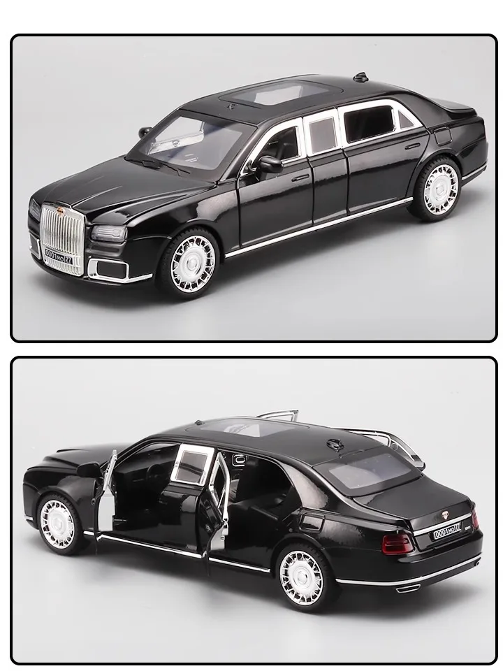 Modèle de voiture de luxe présidentiel russe en métal moulé sous pression, prix spécial, jouet ornemental pour enfants, nouvel arrivage 1/24