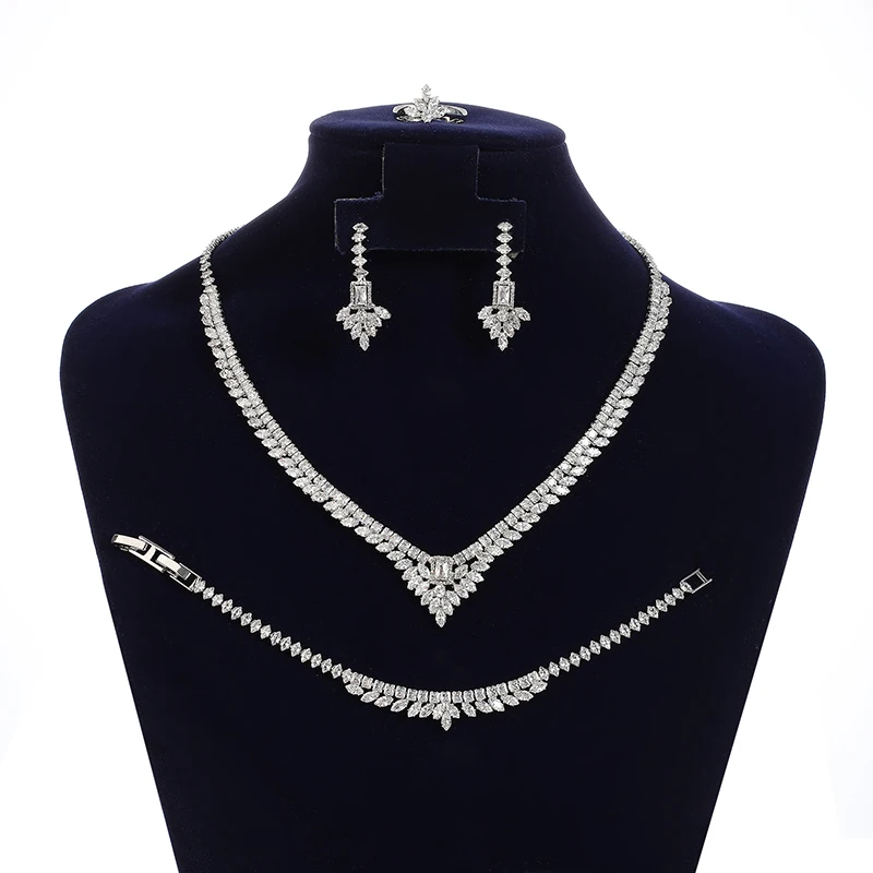 

Jewelry Set HADIYANA New Fashion Luxury Design Necklace Bracelet Ring Earrings Romantic Wedding Set BN8544 Christmas Gift