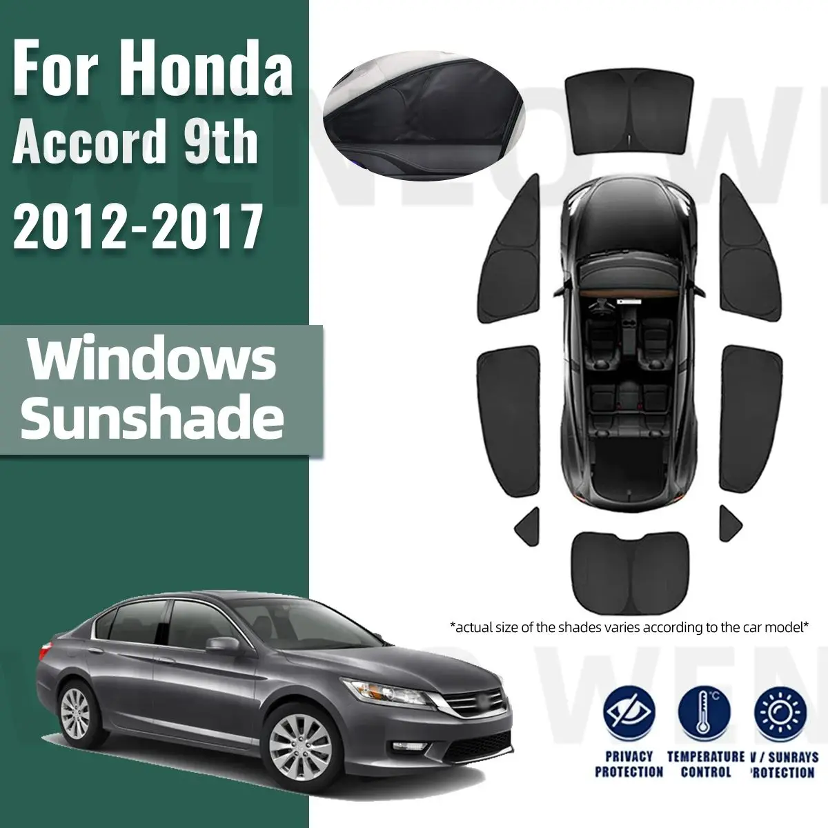 

For Honda Accord 9th 2013 2014 2015 2016 2017 Full Cover Car Sunshade Visor Front Rear Windshield Curtain Side Window Sun Shade