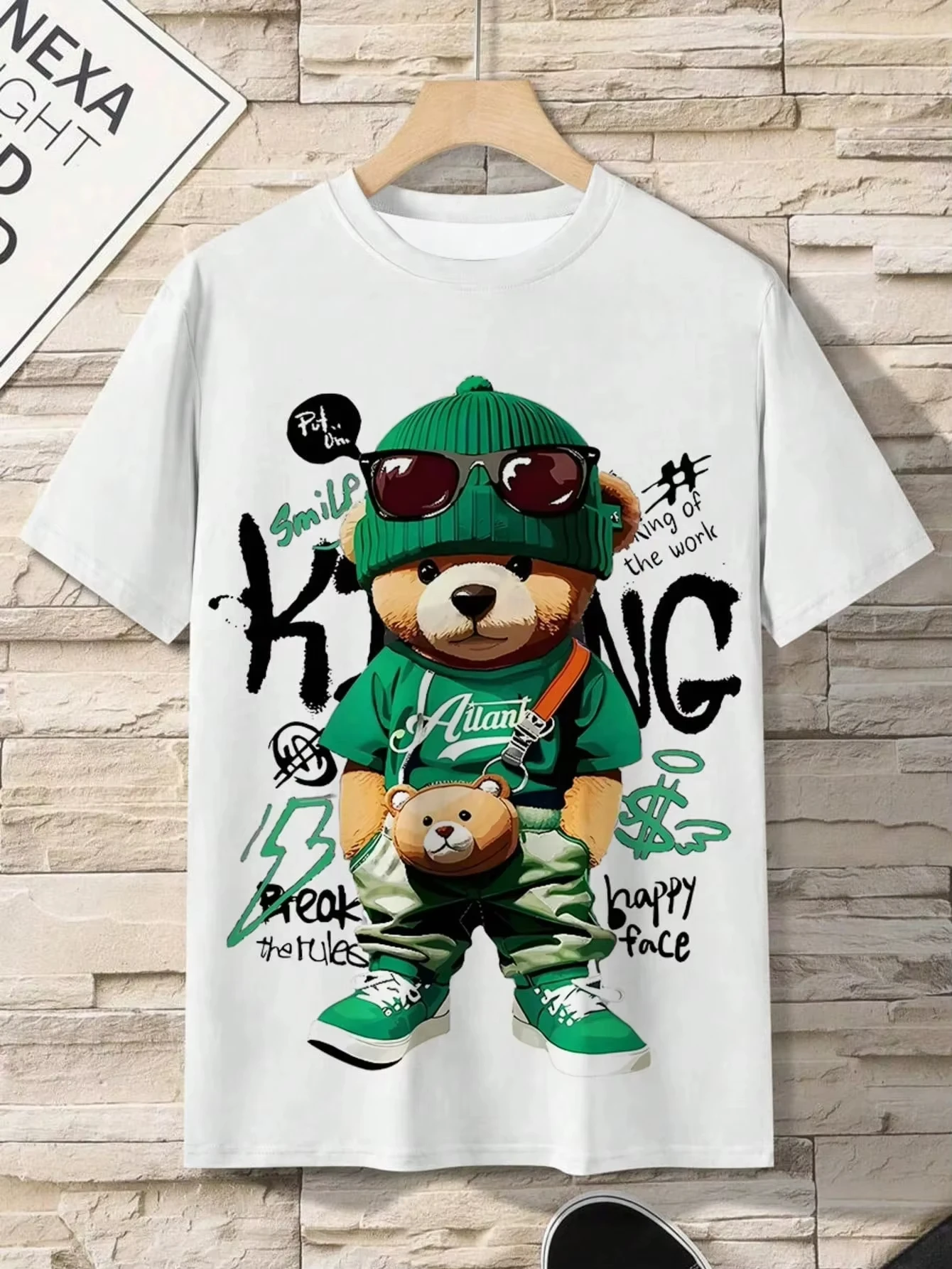كارتون الدب نمط الرجال تي شيرت مريح قصير الأكمام البلوز الرجال ملابس خارجية الصيف الشارع الاتجاه Y2K للجنسين #5