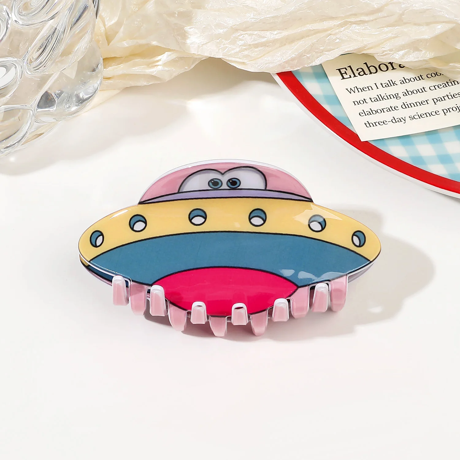 New Creative Alien Spaceship Hair Clip Acrylic Printed Shark Hair Claw Fashion Ponytail Party Hair Accessories Gift Wholesale