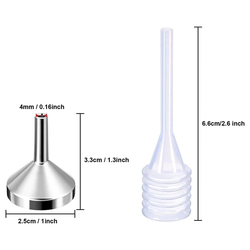 10 Pack Small Metal Funnels With 2 Pack Mini Pipette For Filling Small Mini Bottles Or Containers, Perfume