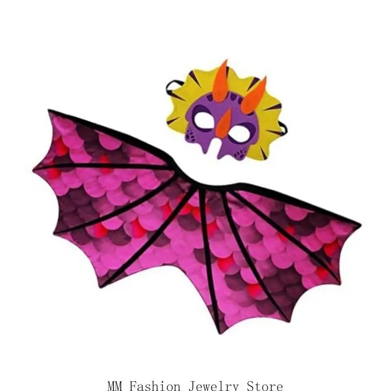 D0ub Kid Dinosaur Costume Dinosaur Wing Cloak and Mask Children Dragon Wing Cape For Kids Boy Girl Halloween Birthday Cosplay