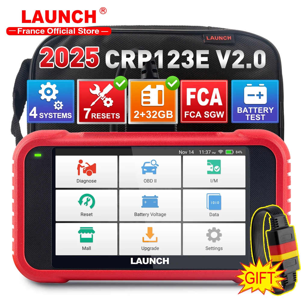 LAUNCH X431 CRP123E V2.0 OBD2 Scanner SAS Oil ETS DPF Bleed Reset Car Auto Diagnostic Tool Engine ABS Airbag SRS AT Code Reader