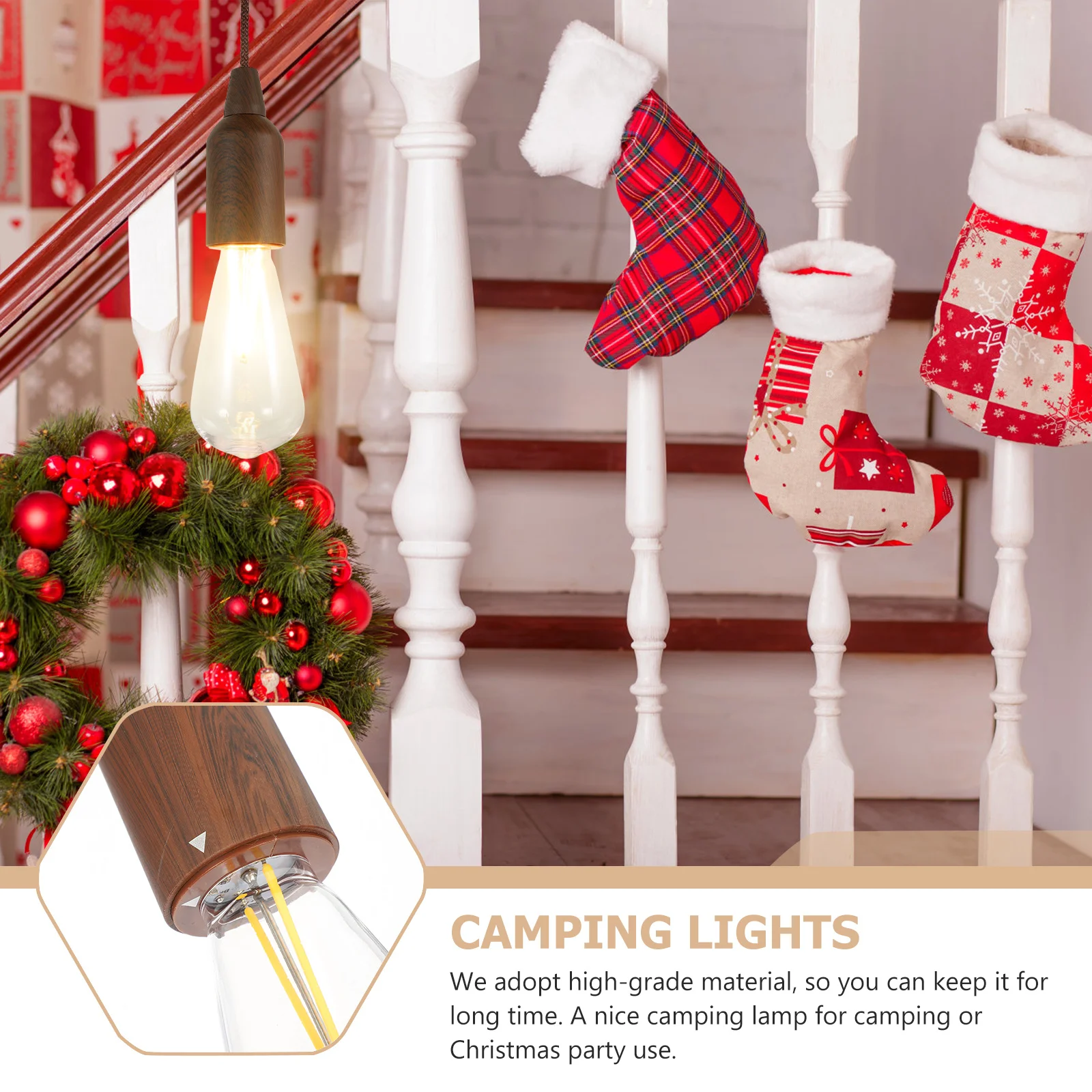 Retro lâmpada portátil tenda puxar corda lâmpada à prova dwaterproof água pendurado acampamento engrenagem alimentado festa de natal