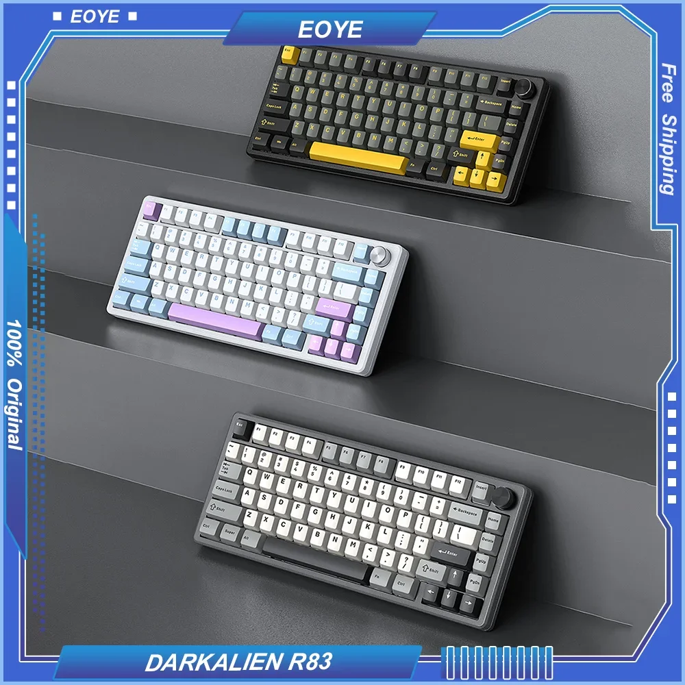 darkalien r83 cnc aluminio lump junta de tres modos teclado mecanico gaming botao de metal escritorio sem fio bluetooth hot swappable 01