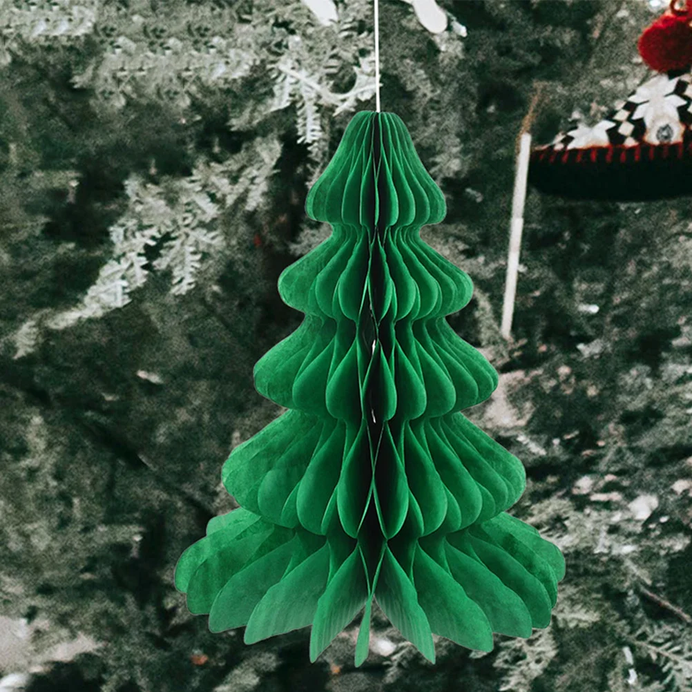 

Foldable Green Honeycomb Christmas Tree Paper Decor Easy Assemble Holiday Party Home Centerpiece Festive Decoration