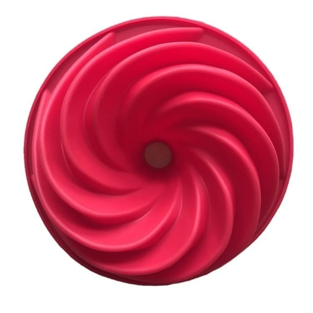 Durable Silicone Spiral Cake Pan Non-Stick Spiral Fluted Shape Donut Baking Pan Flexible Round Round Baking Pan Microwave Oven