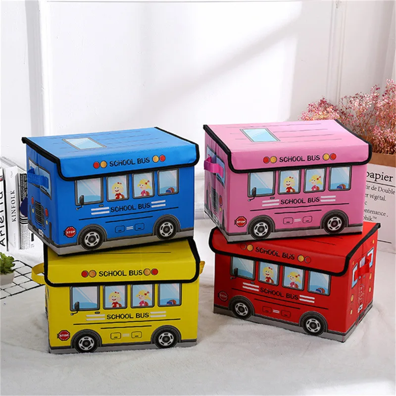 Home Supplies Children's Clothing and Toys Storage Box Laminated Non-woven Cartoon Car Storage Box Kids Collapsible Storage