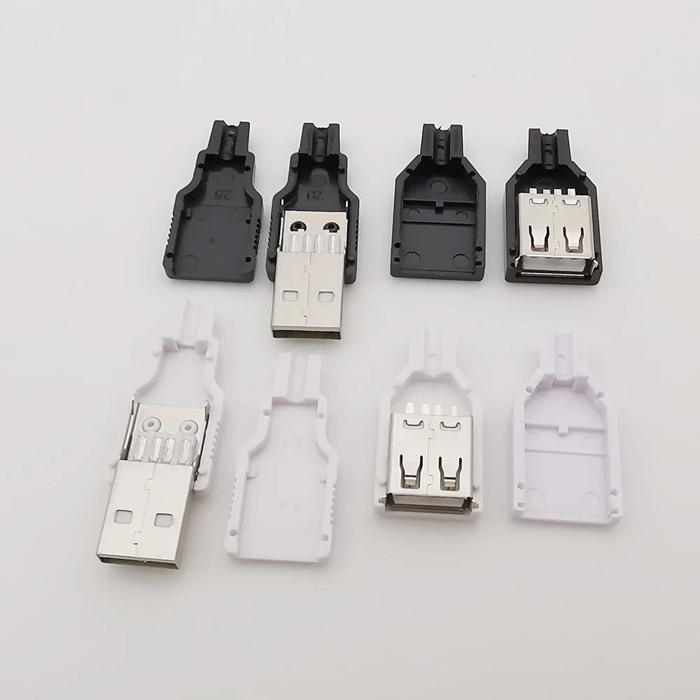 10Pcs USB 2.0 Type A 4 Pin Male Female Assembly Adapter Connector Soldering Type 5V USB-A Plug Socket Charging Data DIY Repair