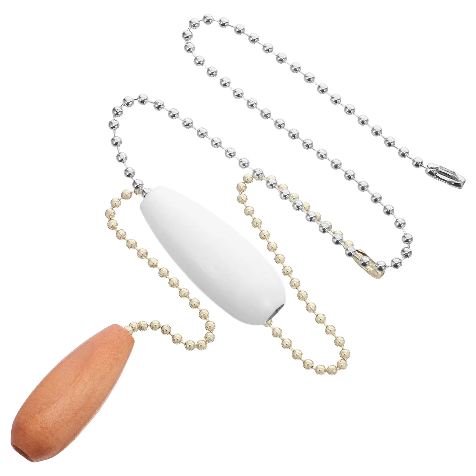 2Pcs Ceiling Fan Pull Chains Wooden Handle Beaded Ball Extension Chains Lamp Light Pull Chain Replacement Decorative Ceiling Fan