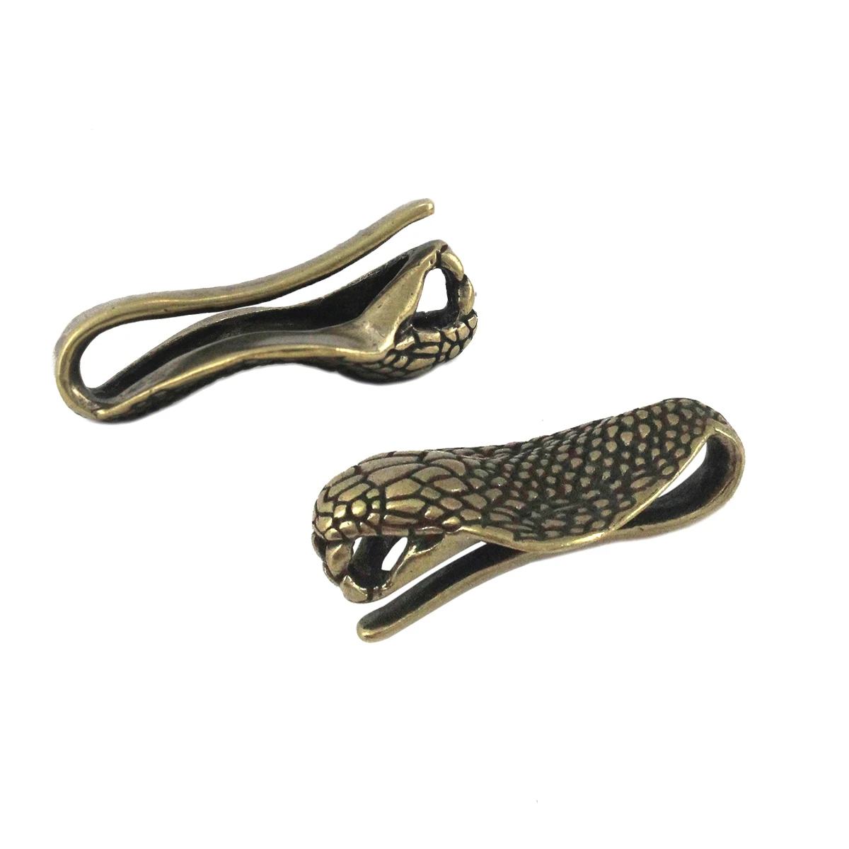 1 piece Solid Brass Belt U Hook Retro Cobra Shape Snake Shape Fob Clip Key Ring Wallet Hook