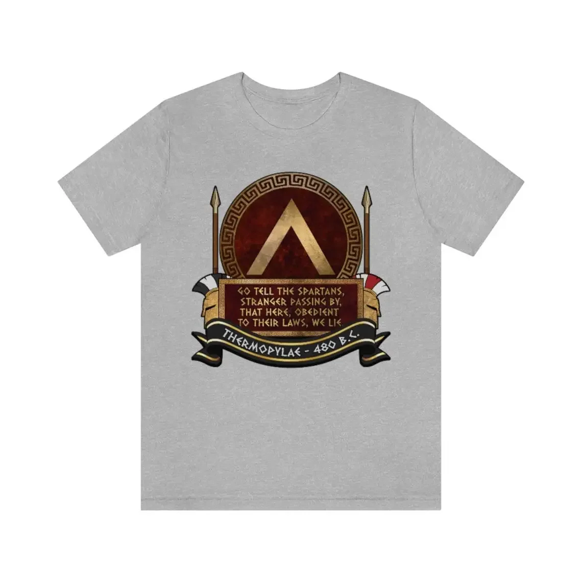 Battle of Thermopylae Tribute - Spartan Epitaph Sparta Shield T-Shirt 100% Cotton O-Neck Summer Short Sleeve Casual Mens T-shirt