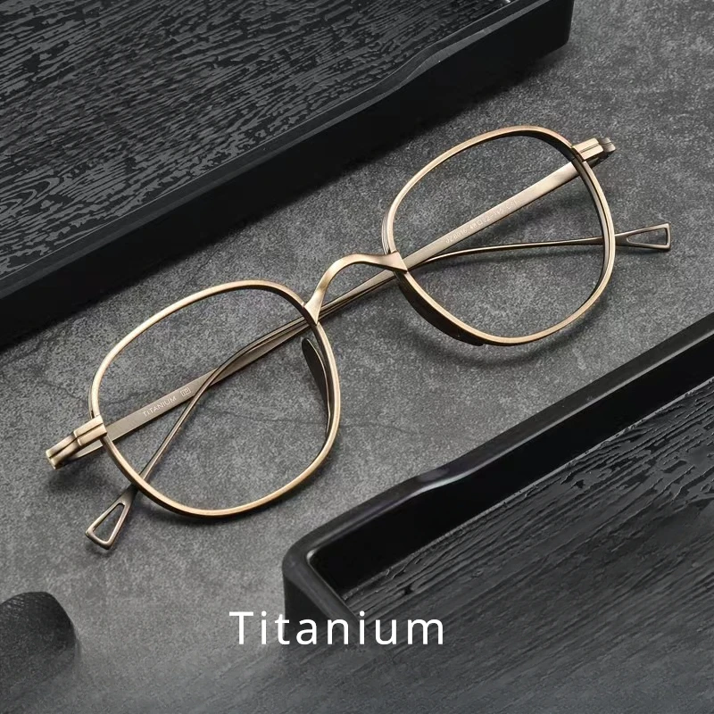 Pure Titanium Eyeglass Frame with Ultra Light Titanium Frame Prevent Blue Light Flat Light Man Woman Retro Minimalist Glasses