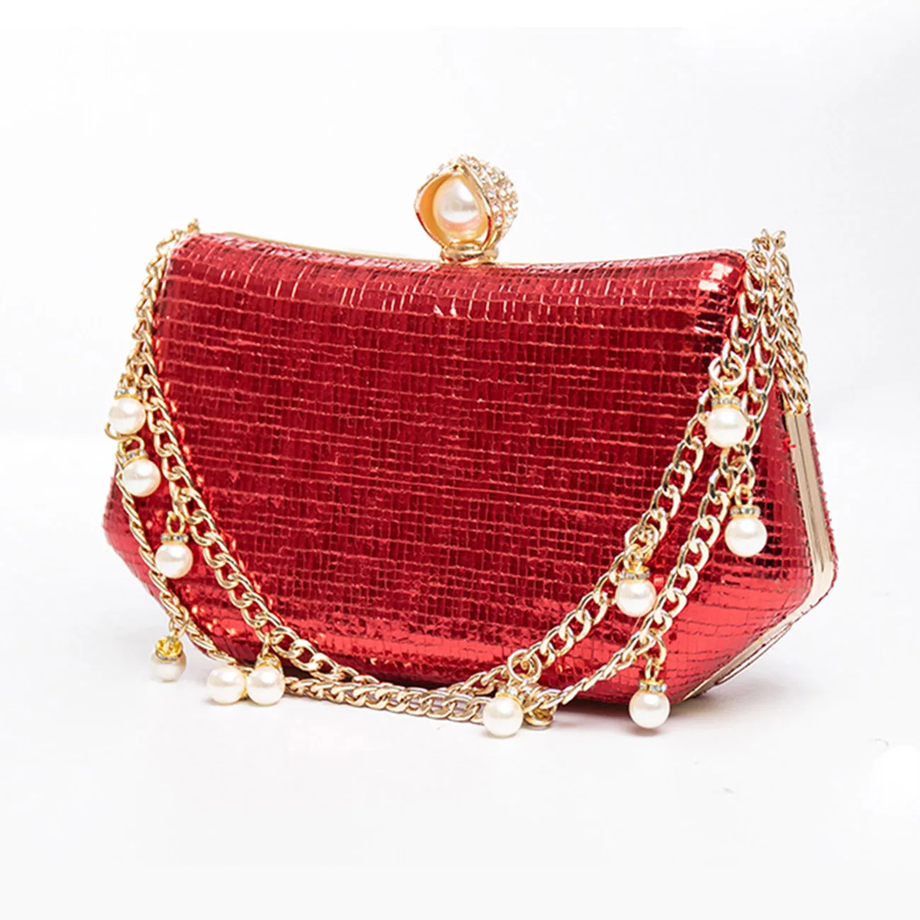 Evening Bag with Detachable Chain, Clutch Purse for Women, Sparkling Party Handbag for Wedding, Prom, Banquet