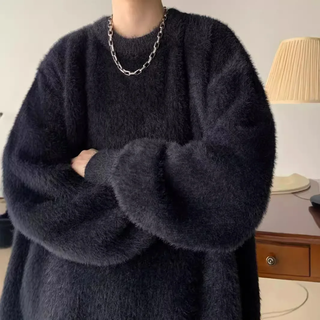 

Свитер мужской осенне-зимний утолщенный свитер с круглым вырезом ленивый стиль американские свободные пуловеры куртка