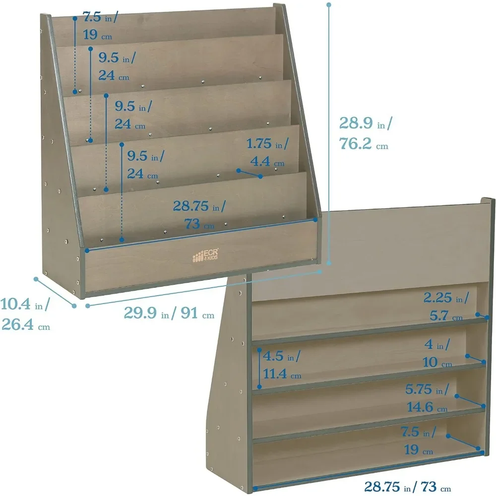 Bibliothèque simple face en bois simplifiée avec rangement et irritation, bibliothèque pour enfants, étagère d'organisation de bureau