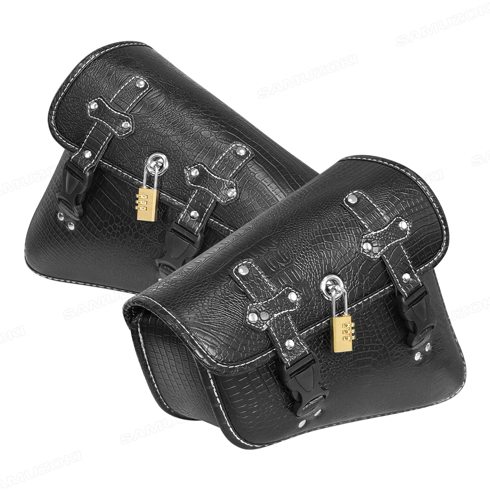 Universal Motorcycle Side Saddle Bags PU Leather SwingArm Tool Bag Holder Racer Luggage Bag For Cruiser Custom