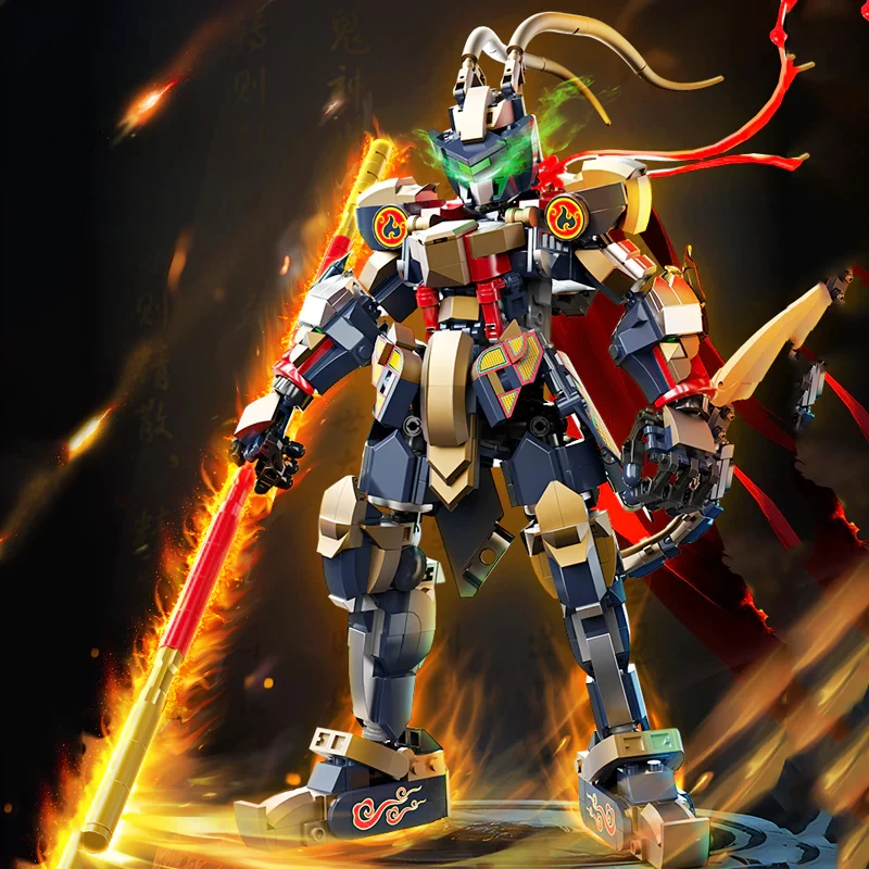 

900PCS MOC Black Monkey King Building Blocks Anime Mech Action Robot Model Brick Kids Desktop Decoration Toys Kid Collect Gift