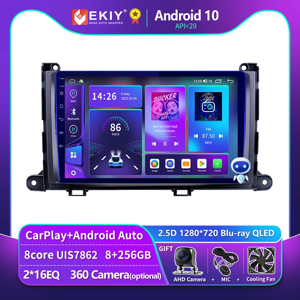 

EKIY T900 Car Radio For Toyota Sienna 3 XL30 2010 - 2014 Multimedia Video Player 2Din Android Auto Carplay Stereo Navigation GPS